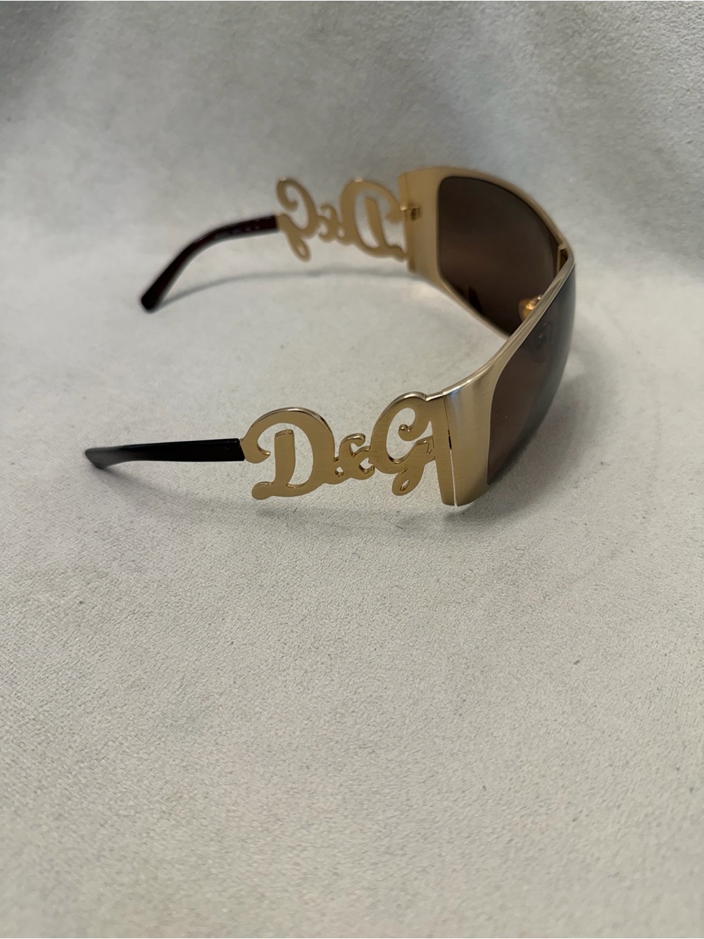 D&G Script Gold Frame Sunglasses with Brown Lenses- Authentic